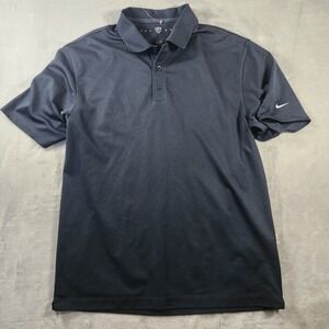 Men's Nike Golf Dri-Fit Short Sleeved 100% Polyester Navy Blue Polo Shirt Large